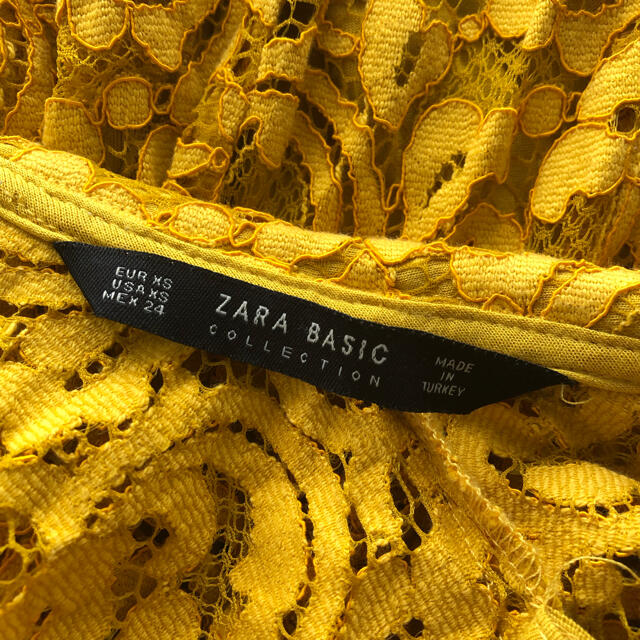 ZARA(ザラ)のZARA 襟付き レースワンピース イエロー レディースのワンピース(ひざ丈ワンピース)の商品写真