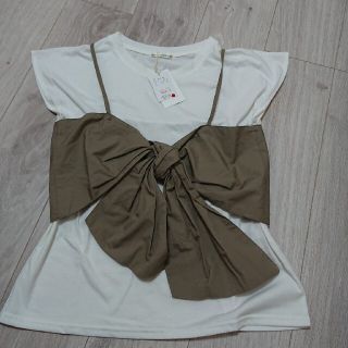 ナイスクラップ(NICE CLAUP)のNICE CLAUP キャミソール付きTシャツ 新品(Tシャツ(半袖/袖なし))