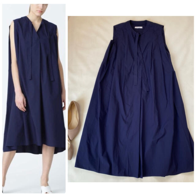 美品✨アドーア ロングスカート 夏服 ボウタイ ノースリーブ 日本製 綿 ドレス