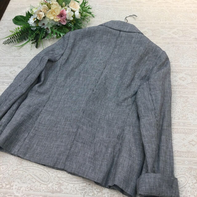 Max Mara(マックスマーラ)のマックスマーラ　♡ ミニ千鳥格好柄　♡ ジャケット　♡ グレー　♡ 44 レディースのジャケット/アウター(テーラードジャケット)の商品写真