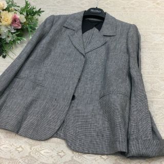 マックスマーラ(Max Mara)のマックスマーラ　♡ ミニ千鳥格好柄　♡ ジャケット　♡ グレー　♡ 44(テーラードジャケット)