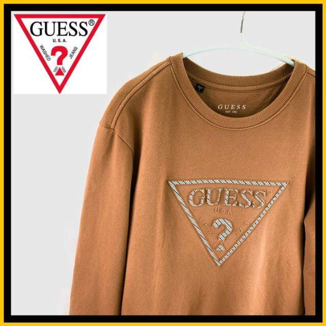 GUESS - 【デカロゴ】 ゲス GUESS トレーナー スエット ライトブラウン