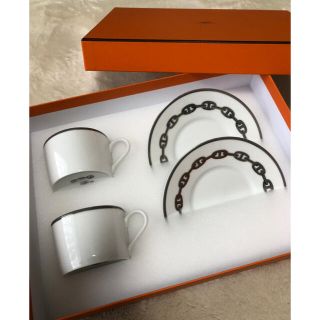 エルメス(Hermes)のエルメス  カップ ソーサー シェーヌダンクル プラチナ(食器)