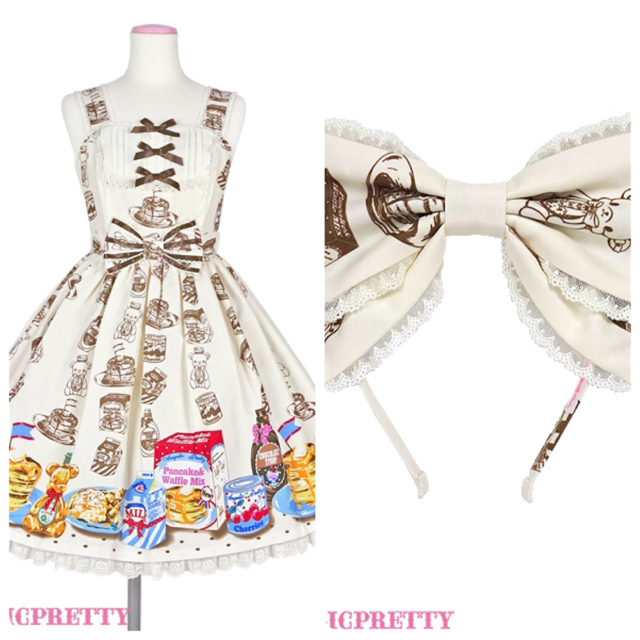 Angelic Pretty(アンジェリックプリティー)のHoney Cake切替ジャンパースカート 2点セット レディースのワンピース(ひざ丈ワンピース)の商品写真