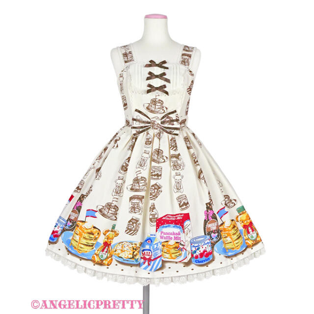 Angelic Pretty(アンジェリックプリティー)のHoney Cake切替ジャンパースカート 2点セット レディースのワンピース(ひざ丈ワンピース)の商品写真