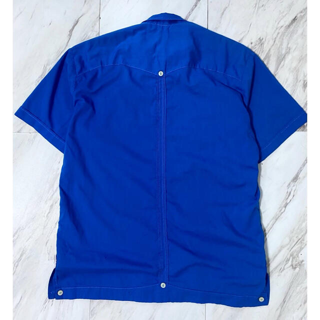 Yohji Yamamoto(ヨウジヤマモト)のオーバーダイ 製品染め 90s ブルー 刺繍 半袖 メキシカン キューバシャツ メンズのトップス(シャツ)の商品写真