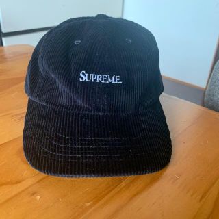 シュプリーム(Supreme)のsupreme corduroy cap コーデュロイ　黒　キャップ(キャップ)