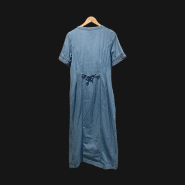 A.P.C(アーペーセー)のRhinestone denim wrap dress　古着デニムワンピース レディースのワンピース(ロングワンピース/マキシワンピース)の商品写真