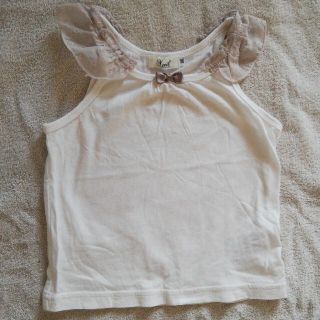 ベベノイユ(BEBE Noeil)のBeBe Noeil 肩フリフリ白色タンクトップ90cm(Tシャツ/カットソー)