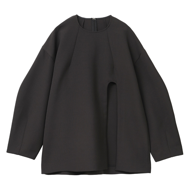 STUDIOUS(ステュディオス)の【CLANE クラネ】ARCH CUT DOUBLE CLOTH TOPS 黒 レディースのトップス(シャツ/ブラウス(長袖/七分))の商品写真