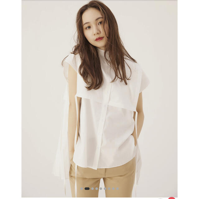 RANDEBOO No sleeve pleats shirts (White)