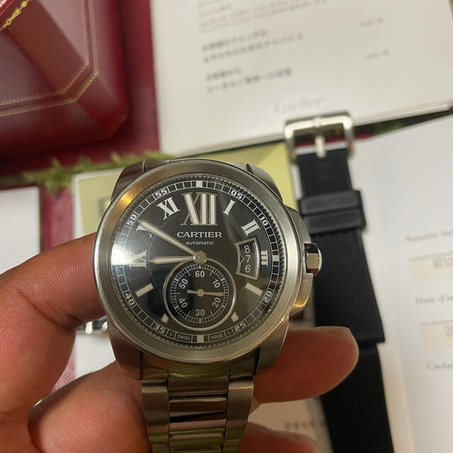 Cartier(カルティエ)のカリブル　ドゥ　カルティエ　ステンベルトモデル　ラバー　皮　有り メンズの時計(腕時計(アナログ))の商品写真