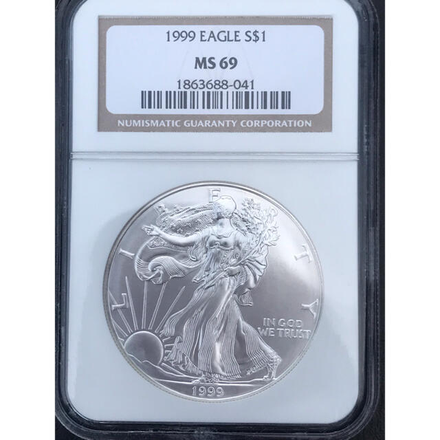 貨幣アメリカ 1999 イーグル銀貨　NGC鑑定　MS69