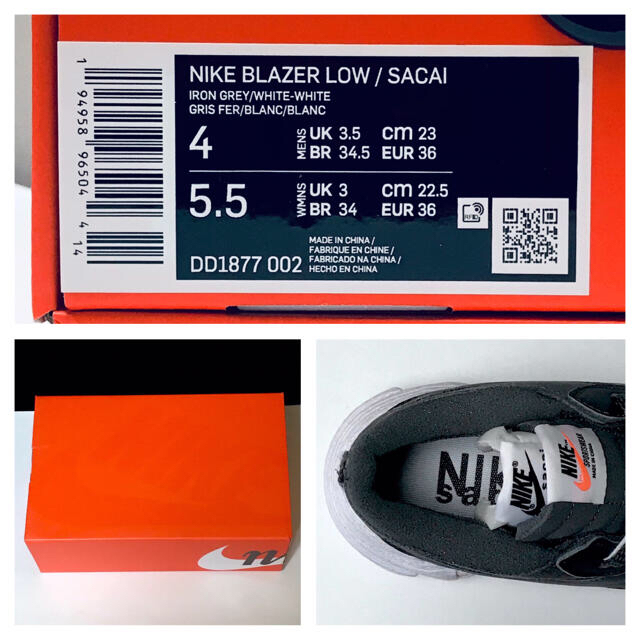NIKE(ナイキ)のsacai × NIKE BLAZER LOW IRON GREY 23cm メンズの靴/シューズ(スニーカー)の商品写真