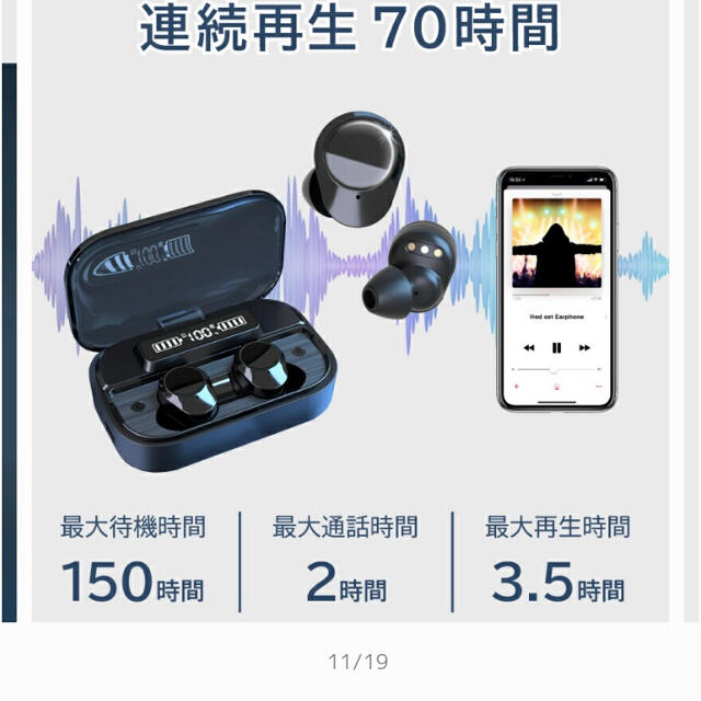 Bluetooth ワイヤレスイヤホン　ピンク色 スマホ/家電/カメラのオーディオ機器(ヘッドフォン/イヤフォン)の商品写真