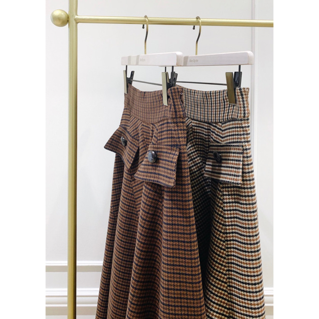 Herlipto High-rise Shell Checked Skirt - ロングスカート