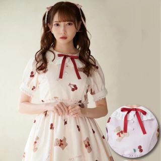 アンクルージュ(Ank Rouge)の新品未使用Ank Rouge CherryTeddyパフワンピース(ひざ丈ワンピース)