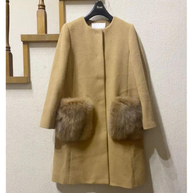 ANAYI - 美品 ANAYI 8.3万 17AW アンゴラビーバー ファー付き コートの