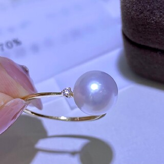 【高級】天然淡水真珠　一粒リングk18