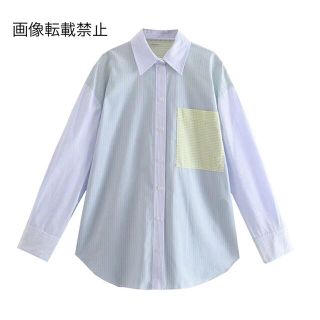 ザラ(ZARA)の🎐8月新作🍧5206◆デザイン ストライプ 柄 シャツ ブラウス(シャツ/ブラウス(長袖/七分))