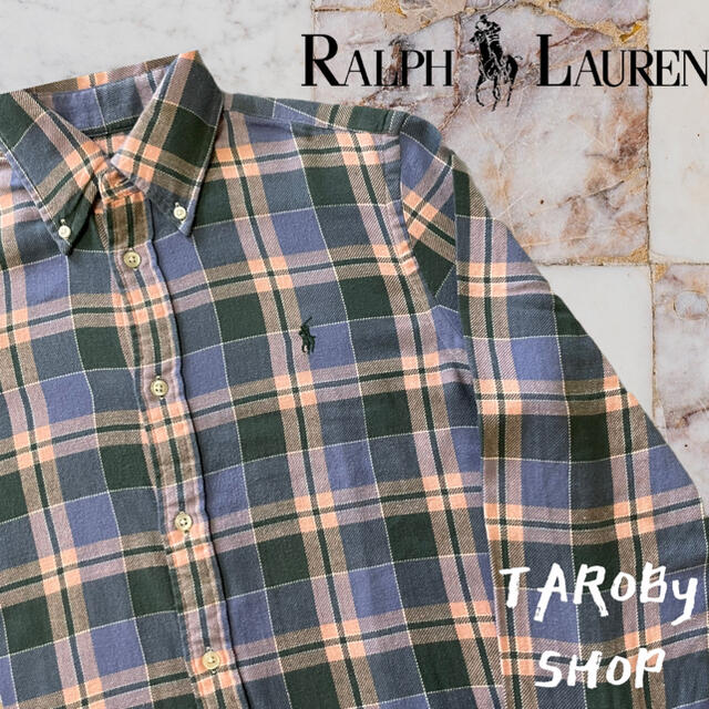 POLO RALPH LAUREN(ポロラルフローレン)のRALPHLAUREN ネルシャツ　チェックシャツ　ピンク緑青のくすみカラー メンズのトップス(シャツ)の商品写真