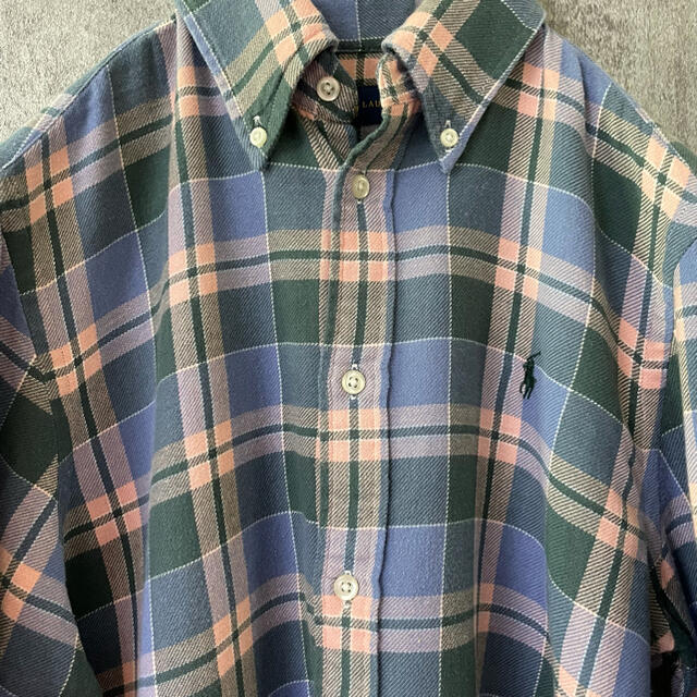 POLO RALPH LAUREN(ポロラルフローレン)のRALPHLAUREN ネルシャツ　チェックシャツ　ピンク緑青のくすみカラー メンズのトップス(シャツ)の商品写真