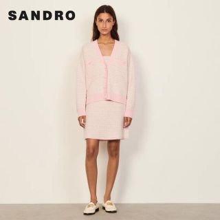 サンドロ(Sandro)の❤️Sandro2021新作　新品　ピンクニットカーディガン　綺麗上品(カーディガン)