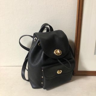 コーチ(COACH)のコーチ COACH ミニ ターンロック ヘブルレザー リュックサック ブラック(リュック/バックパック)