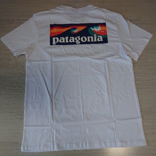 パタゴニア(patagonia)のL パタゴニア P-6 sleeve T-shirt 39045 波 ロゴ  白(Tシャツ/カットソー(半袖/袖なし))