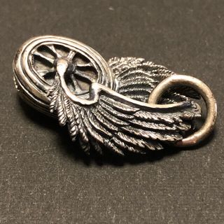未使用 シルバー カスタムキーヘッド ペンダントトップ フライングウィール