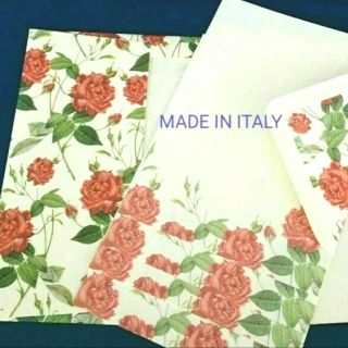 ご確認専用★レターセット【Italy製】薔薇柄♥️イチゴ柄 厚手ファイルケース入(カード/レター/ラッピング)