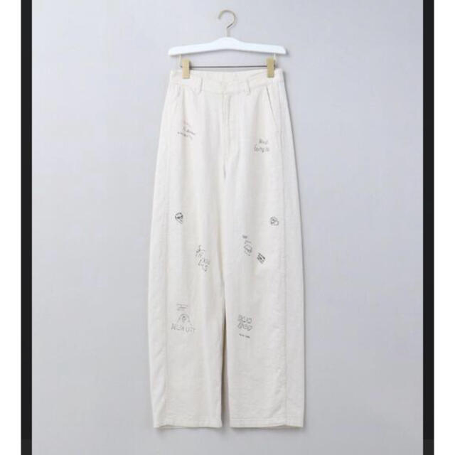 kurry×6(ROKU) WHITE DENIM PRINT PANTS 34