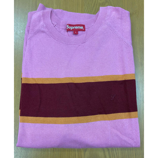 トップスsupreme knit stripe s/s raglan top