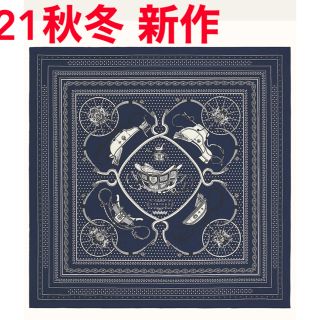 2021AW新作 エルメス カシシル 140 スプリング バンダナ マリン 2021AW新作 エルメス カシシル 140 スプリング バンダナ マリン