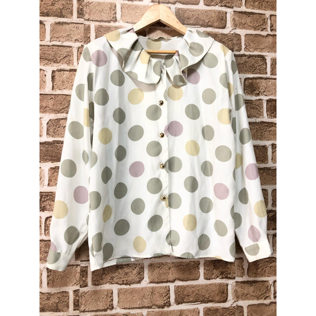 【春服】❤COURMAYEUR❤ シャツ ブラウス 白 水玉 緑 黄 ピンク レディースのトップス(シャツ/ブラウス(長袖/七分))の商品写真