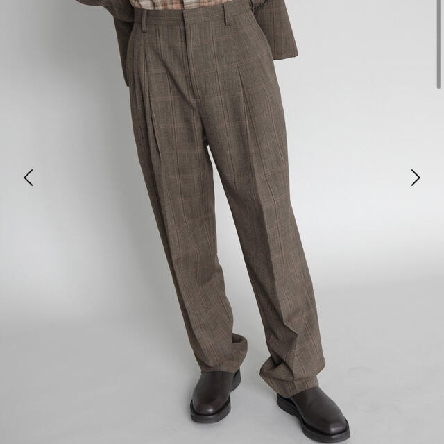 BLUEFACED WOOL CHECK WIDE SLACKS | hartwellspremium.com