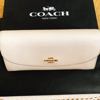 コーチ(COACH)の美品 coach 長財布 レザー グレージュ 白 黒(財布)