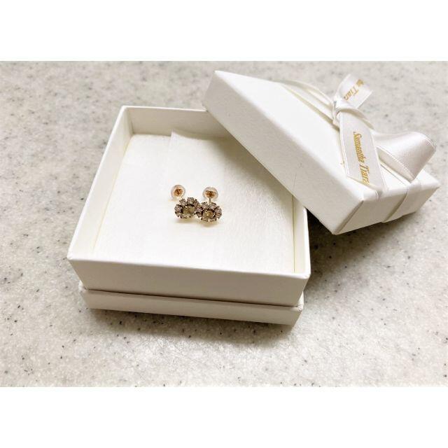 サマンサティアラ デイジー 花 K10 ピアス ジルコニア 淡いイエロー