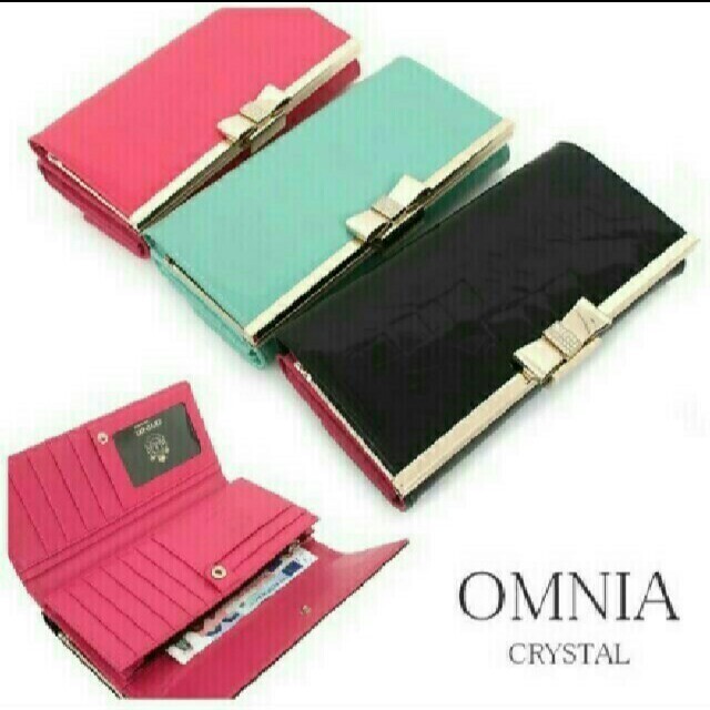 新品未使用　OMNIA crystal リボン　長財布