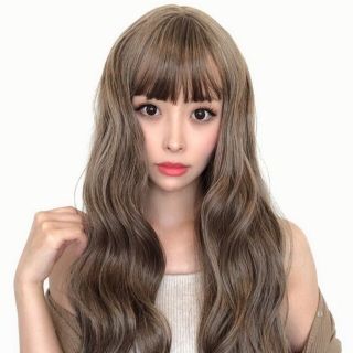 【シアーウェーブ】3Dキャラメルアッシュ（幅広分け目つむじ)(ロングカール)