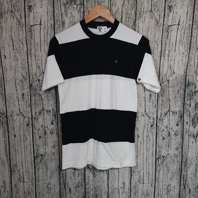 A BATHING APE - 美品A BATHING APE太ボーダーTシャツマイロ刺繍ア ...