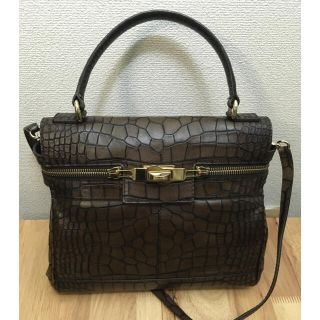 マックスマーラ(Max Mara)のMAX MARA MARGAUX バッグ クロコ調 マルゴー カーフスキン(ハンドバッグ)