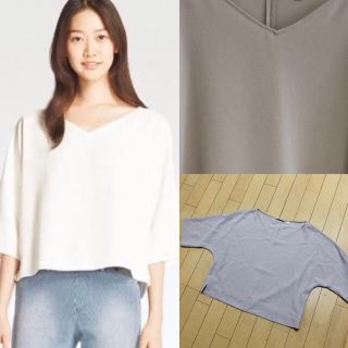 ユニクロ(UNIQLO)のUNIQLO ユニクロ　ドレープブラウス　七分袖　とろみ　ブラウス　ベージュ(シャツ/ブラウス(長袖/七分))