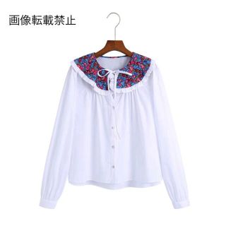 ザラ(ZARA)の🎐8月新作🍧5217◆レトロ フラワー 花柄 襟 シャツ ブラウス(シャツ/ブラウス(長袖/七分))