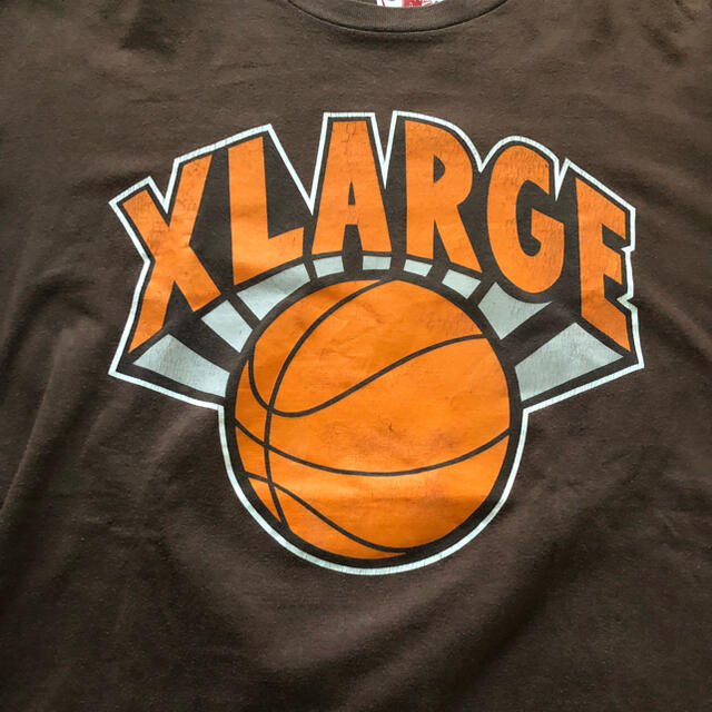 【入手困難！！】X-LARGE バスケ　Tシャツ　希少90sタグ　L ブラウン