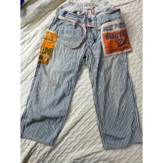 デニムダンガリー(DENIM DUNGAREE)のデニム＆ダンガリー★ストライプ柄七分丈ポケット付きパンツ新品150(パンツ/スパッツ)