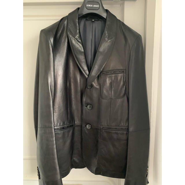 Giorgio Armani(ジョルジオアルマーニ)の新品 70万 Giorgio Armani レザー ジャケット 46 メンズのジャケット/アウター(レザージャケット)の商品写真