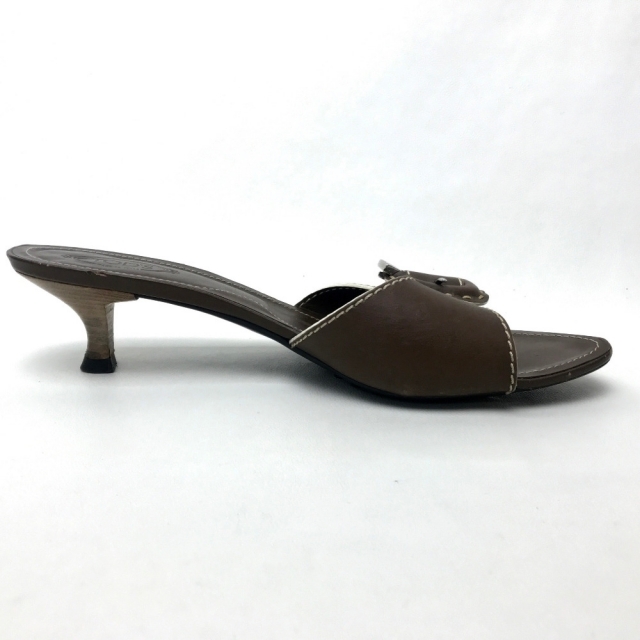 TOD'S(トッズ)のTOD’S トッズ ヒールサンダル ミュール ブラウン レザー レディース レディースの靴/シューズ(サンダル)の商品写真