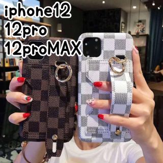 アイフォーン(iPhone)の《大人気》iPhone12 12pro ケース iPhone 格子柄 大人可愛い(iPhoneケース)