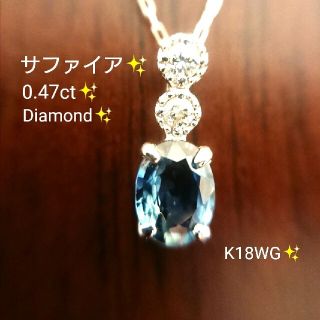 ばんび様専用✨サファイア 0.47ct✨ダイヤモンド ネックレス K18WG(ネックレス)